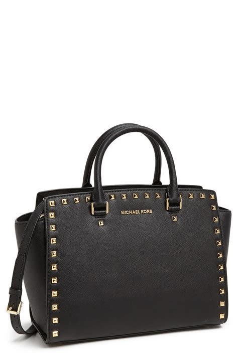 michael kors large selma studded saffiano black tote|sullivan large saffiano leather tote.